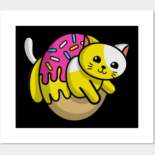 Cat Doughnut Ring Yellow Posters and Art